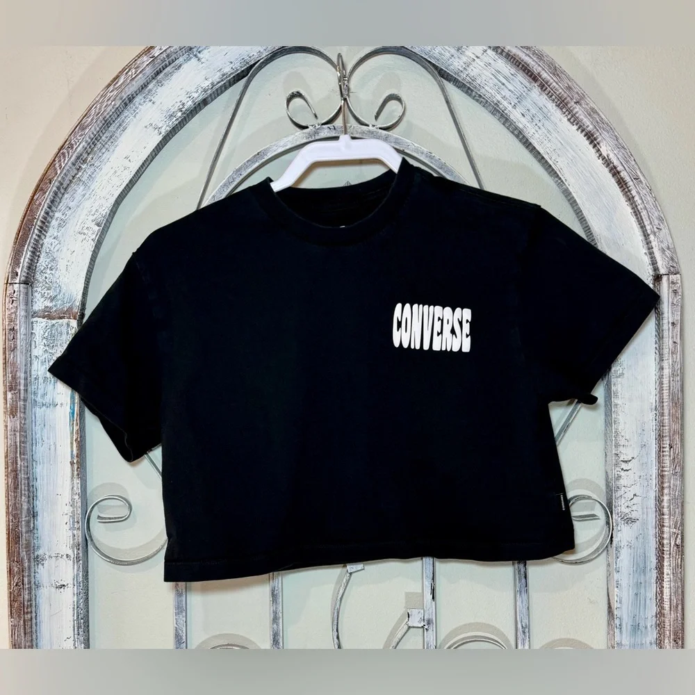 Converse Black Logo Cropped Tee #1039 - Picture 2 of 11
